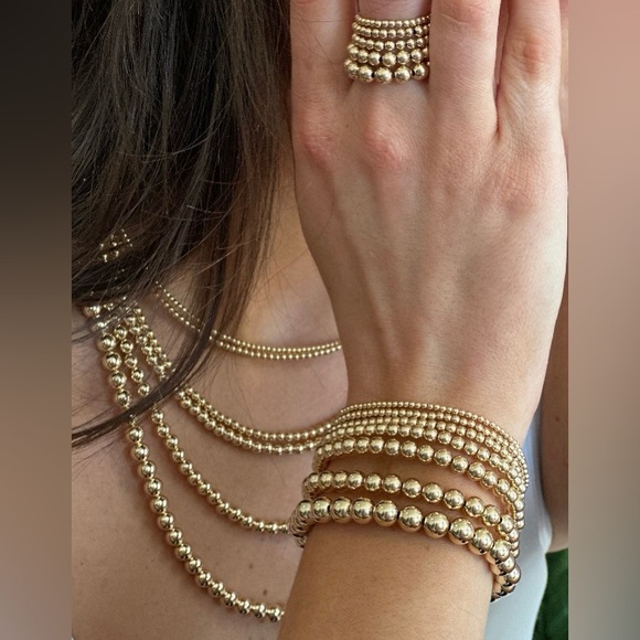 GOLD BEADED STACKs BRACELETs; 14K Gold Filled; Sweatproof; Water/Tarnish proof. - Picture 7 of 8